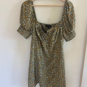 Green floral mini dress